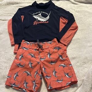 Janie and Jack Marlin Rashguard and Swimtrunk Set Size 2